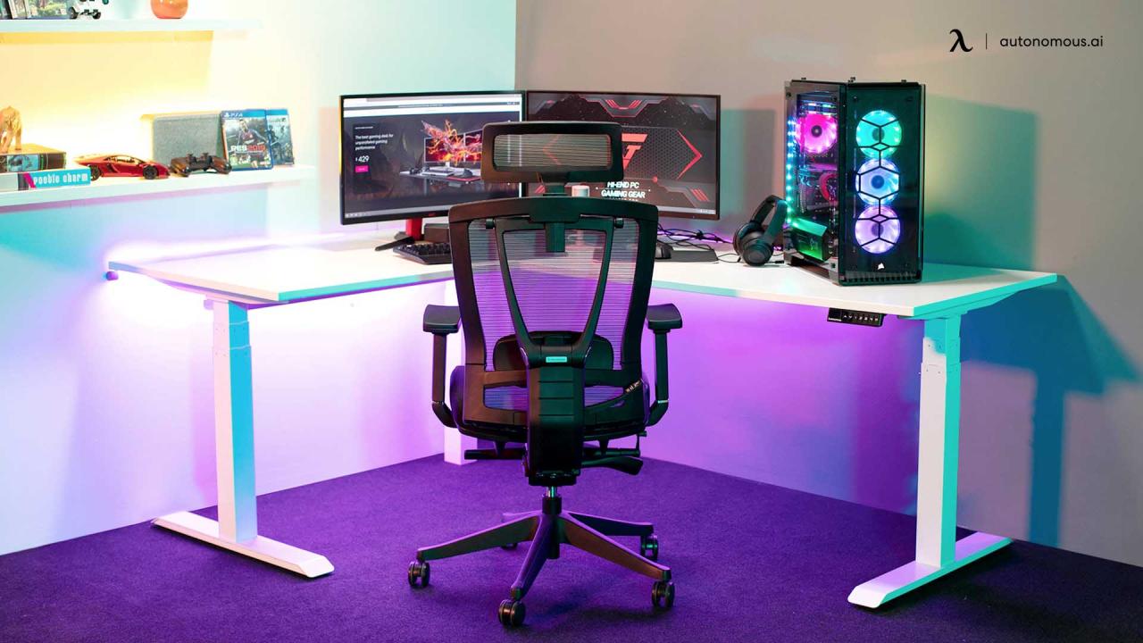 De desk shaped computer glass setup gamer acessar pc jogos gamers sala