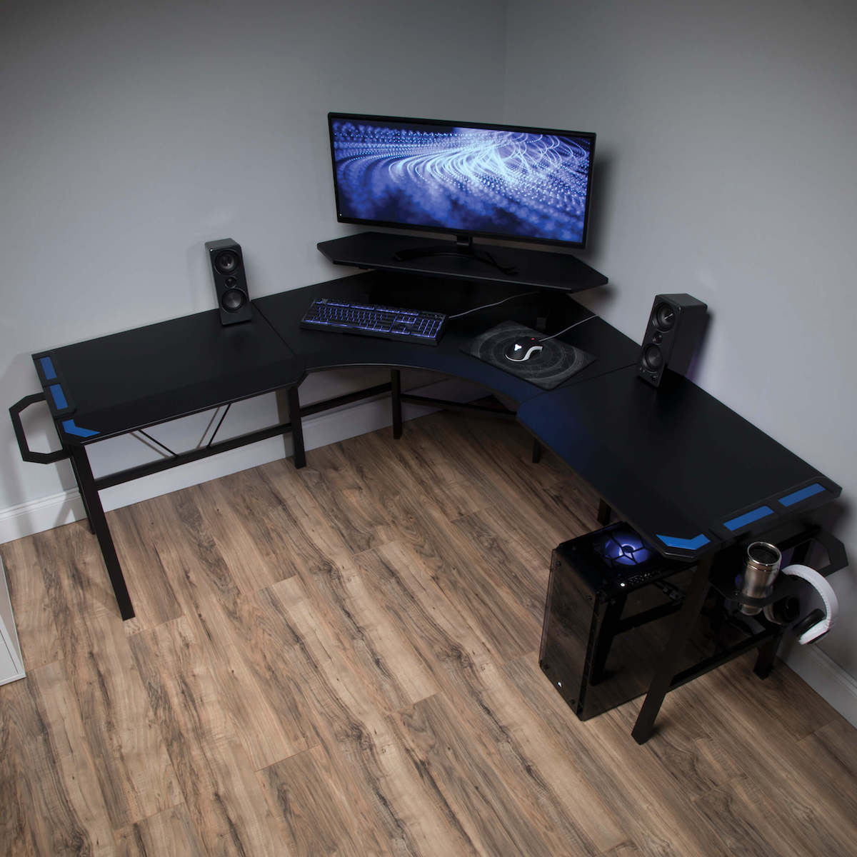 Desk gaming shaped desks shape storage line computer furniture designs office games design neon levitz sam saved